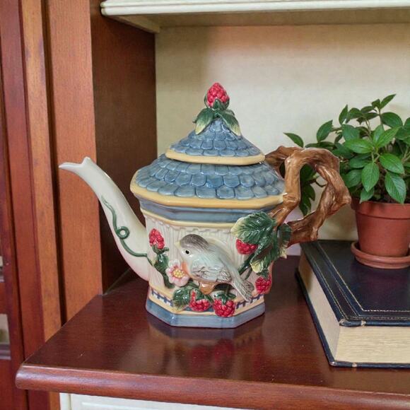 Fitz and Floyd English Garden Collection Teapot with Lid Handpainted Vintage - Picture 2 of 9